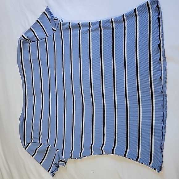 Vylette Blue Sripe Soft Ribbed T-Shirt Tee Top New without tags Knit Large - Picture 7 of 7